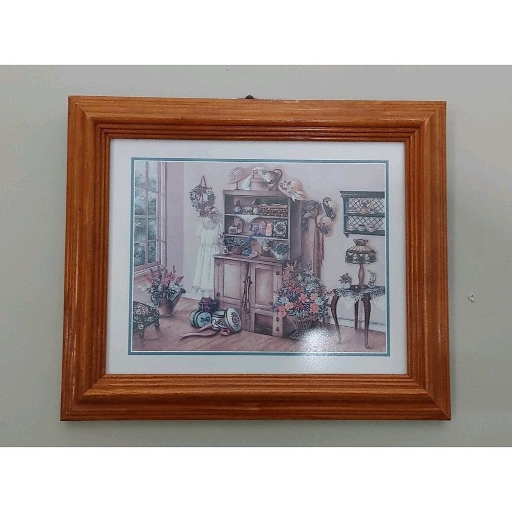 Vtg Wooden Frame Cottage Granny "Victorian Dress Shop"Kay Lamb Shannon Nostalgia